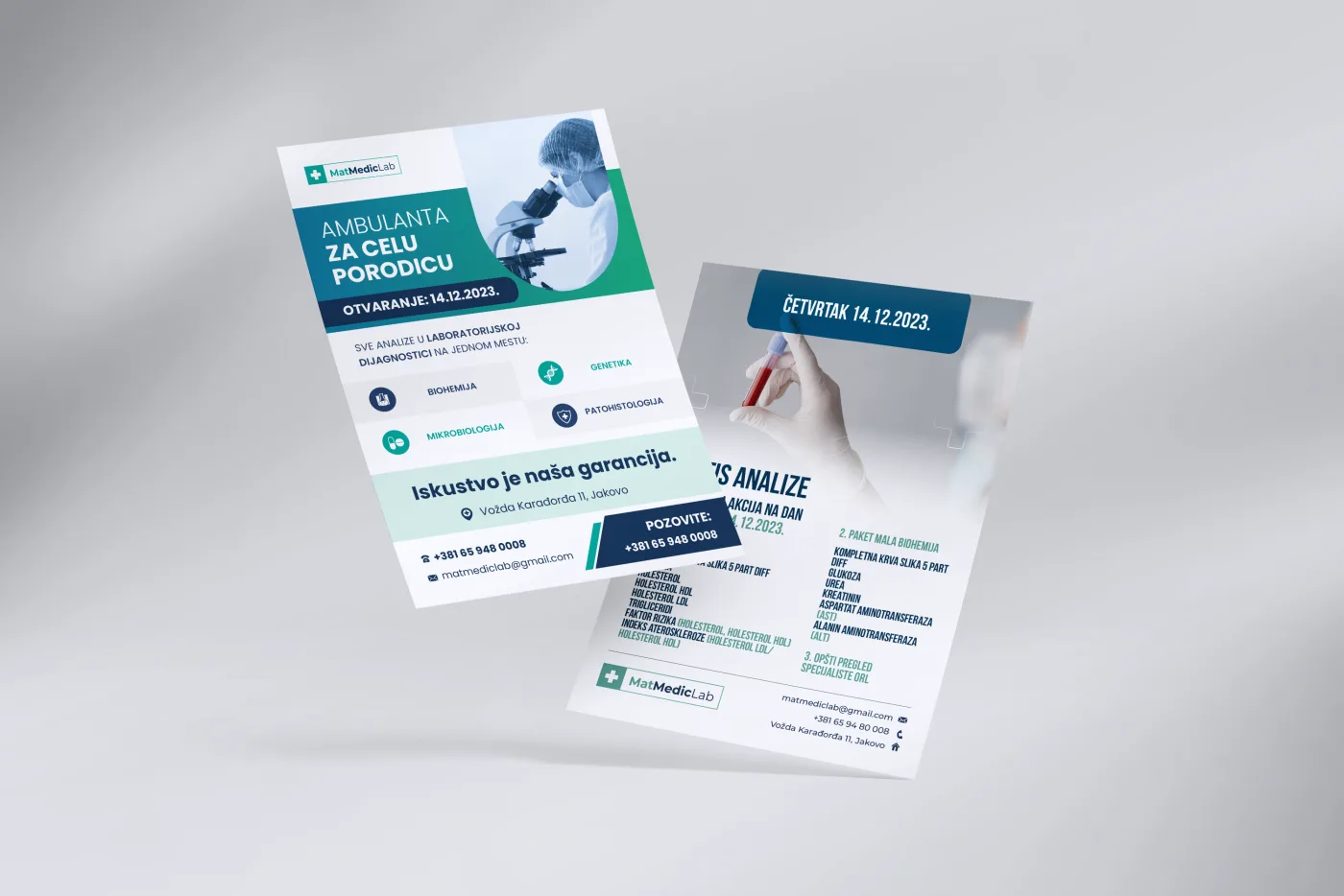 MatMedicLab štampani flajer, grafički dizajn Studio Deadline