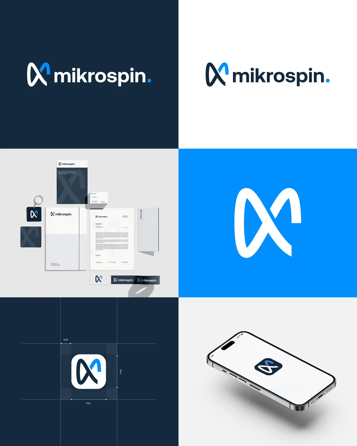 Mikrospin Markenidentitäts-Board - Logo, Geschäftsausstattung und App-Icon